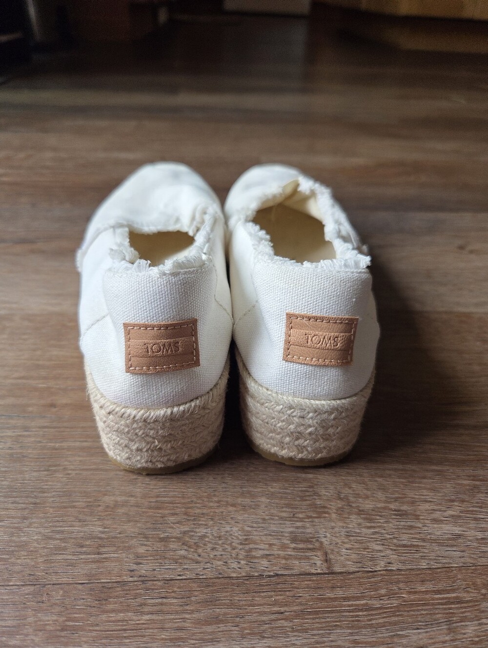 TOMS Women Valencia Platform Espadrille White Canvas Flats Slip On size 8 - Picture 8 of 10